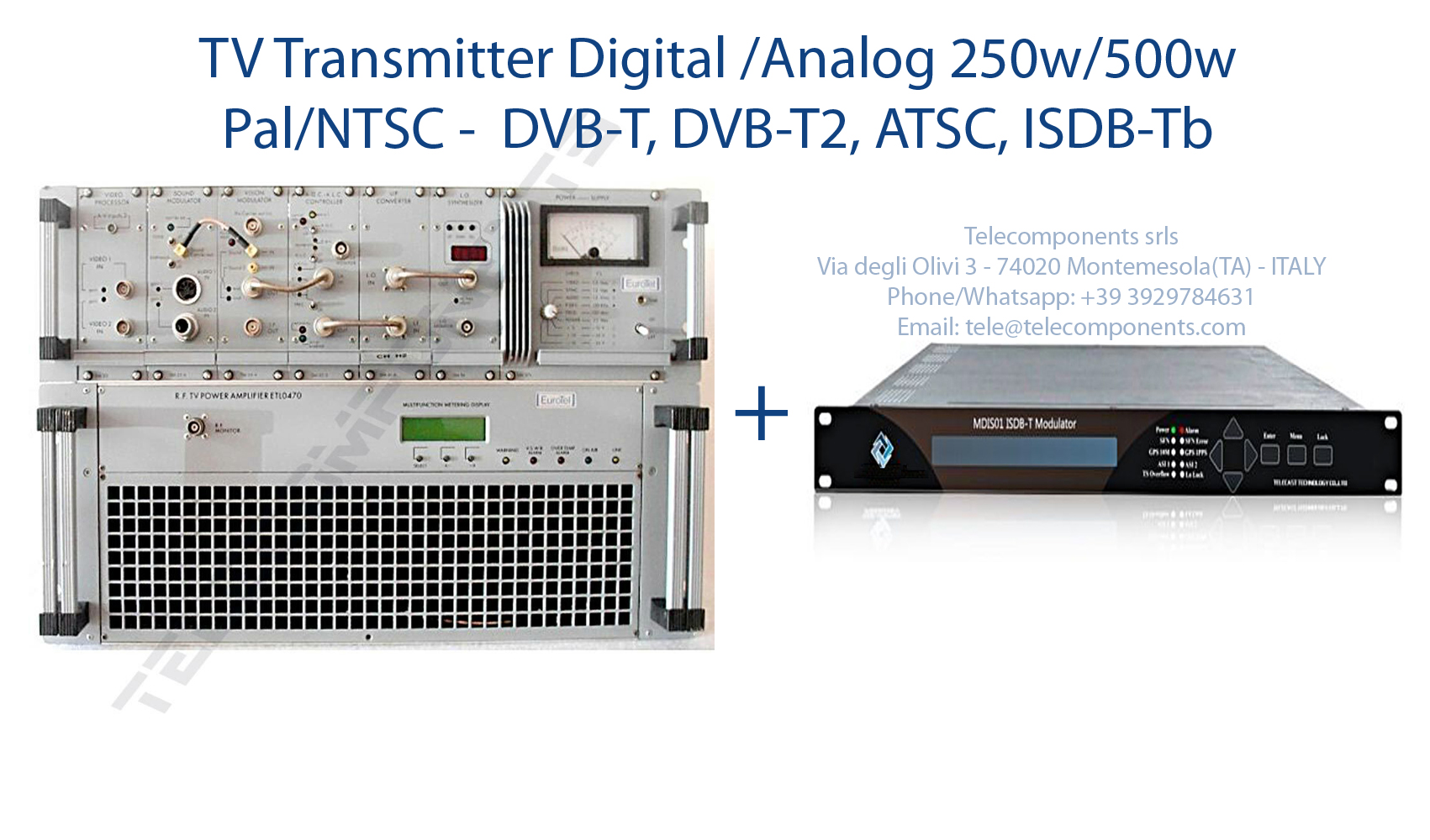 TV transmitter Digital/Analog 250W/500Watt Pal, NTSC, DVB-T, DVB